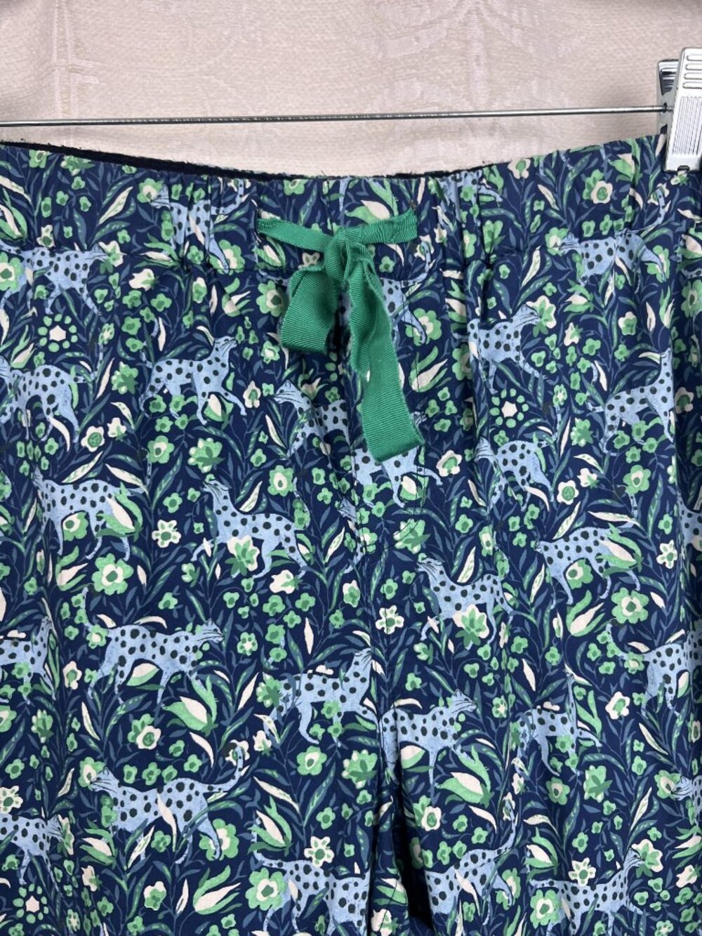 J.Crew Fauna Floral Blue Spotted Leopard Cotton Poplin Pajama Set lounge sleep M - Picture 9 of 15